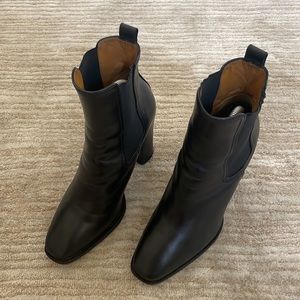 Ralph Lauren Purple Label Black Leather Ankle Boots with Heel Size 36